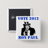 STEMMING RON PAUL 2012 VIERKANTE BUTTON 5,1 CM (Voorkant /achterkant)