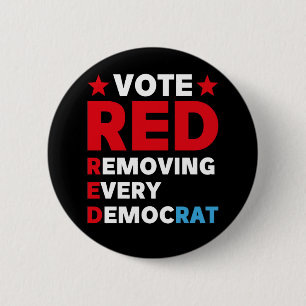 Stemming rood elke democraat verwijderen ronde button 5,7 cm