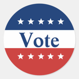 Stemming: rood wit en blauw met sterren ronde sticker
