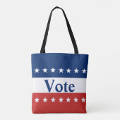 Stemming rood wit en blauw met sterren tote bag (Achterkant)