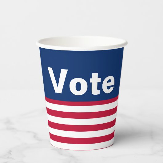 Stemming Rood Wit en Blauw Tekst en Strepen Papieren Bekers (Achterkant)