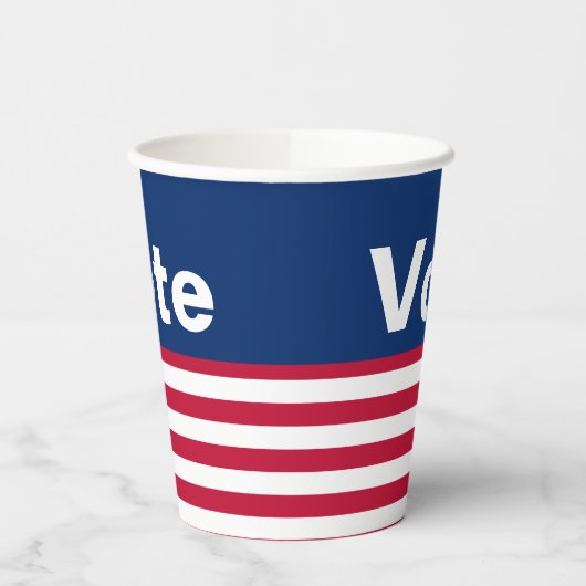 Stemming Rood Wit en Blauw Tekst en Strepen Papieren Bekers (Links)