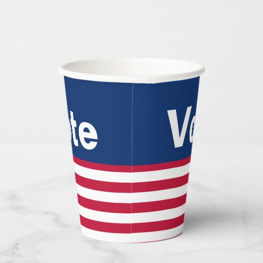 Stemming Rood Wit en Blauw Tekst en Strepen Papieren Bekers (Rechts)