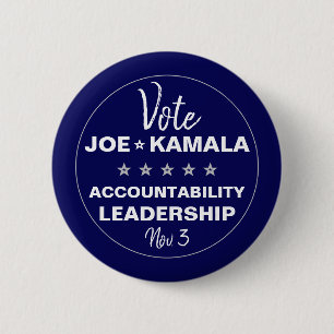 Stemming: Sjabloon Joe Biden Kamala Harris 2020 Ronde Button 5,7 Cm