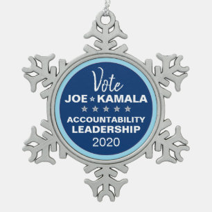 Stemming: Sjabloon van Joe Biden Kamala Harris 202 Tin Sneeuwvlok Ornament