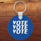 Stemming: stemming blauw en witte moderne typograf sleutelhanger (Voorkant)