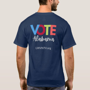 Stemming: T-Shirt met meerdere kleuren blokletters