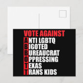 Stemming tegen Greg Abbott Texas Democraat Acrosti Briefkaart (Voorkant / Achterkant)