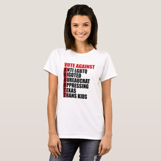 Stemming tegen Greg Abbott Texas Democraat Acrosti T-shirt (Voorkant volledig)
