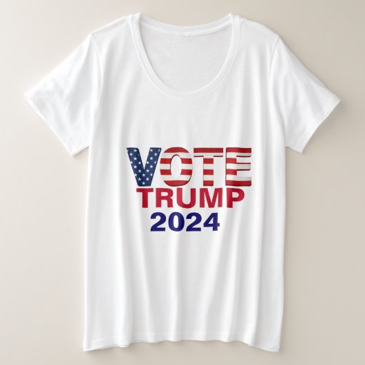 Stemming: TRUMP 2024 plus grootte T-shirt (Design voorkant)