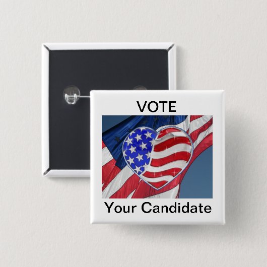 Stemming: uw kandidaat — Button van de verkiezings (Voorkant /achterkant)