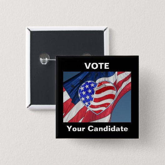 Stemming: uw kandidaat — Button van de verkiezings (Voorkant /achterkant)