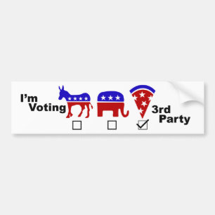 Stemming van de derde partij: Pizza Party. Bumpers Bumpersticker
