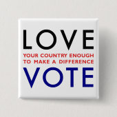 Stemming! Vierkante Button 5,1 Cm (Voorkant)