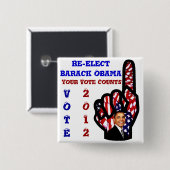 Stemming voor Barack Obama 2012_ Vierkante Button 5,1 Cm (Voorkant /achterkant)