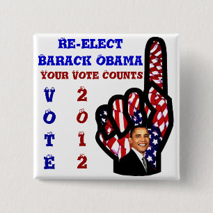 Stemming voor Barack Obama 2012_ Vierkante Button 5,1 Cm
