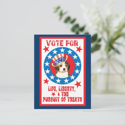 Stemming voor Beagle Briefkaart (Staand voorkant)