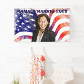 Stemming voor de verkiezingen in Kamala Harris voo Spandoek (Insitu)