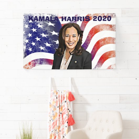 Stemming voor de verkiezingen in Kamala Harris voo Spandoek (Insitu)