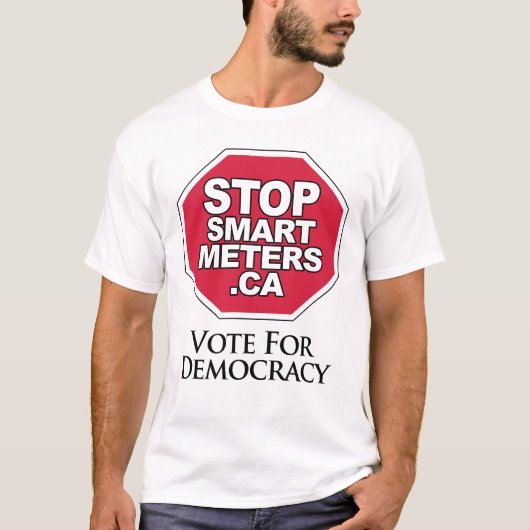 Stemming voor democratie - Stop slimme meters T-shirt (Voorkant)