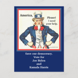 Stemming voor Joe Biden & Kamala Harris, oom Sam p Briefkaart