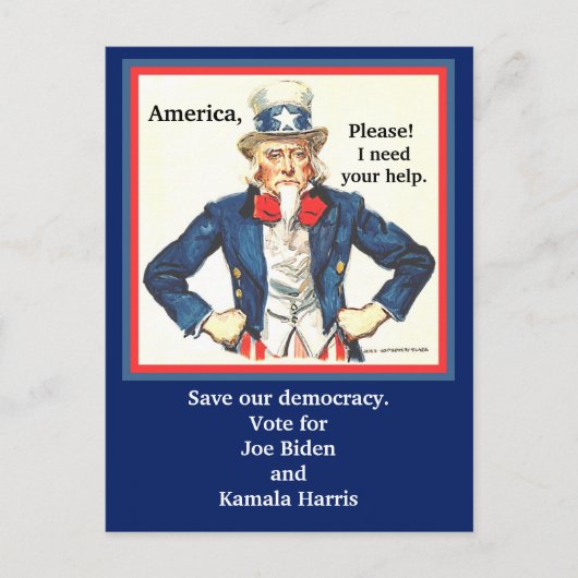 Stemming voor Joe Biden & Kamala Harris, oom Sam p Briefkaart (Voorkant)