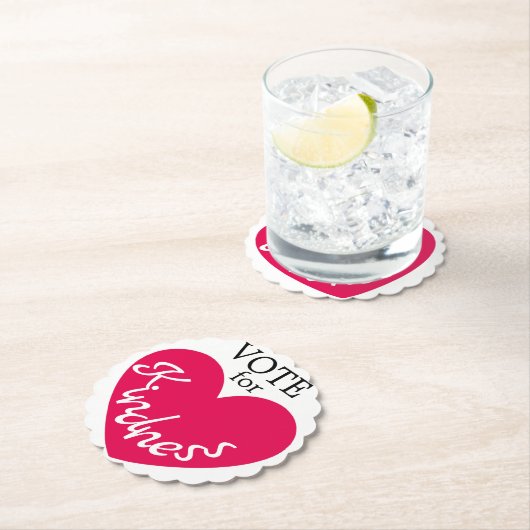 STEMMING VOOR Kindness Pink Heart Fun Kartonnen Onderzetters (Insitu)