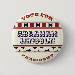 Stemming voor President Abraham Lincoln Ronde Button 5,7 Cm