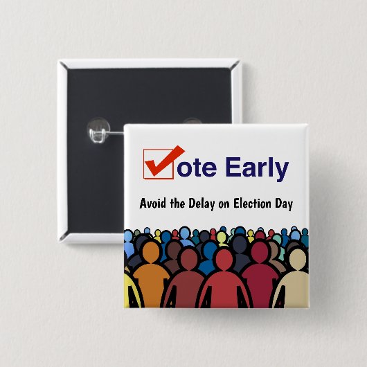 Stemming voortijdig vierkante button 5,1 cm (Voorkant /achterkant)