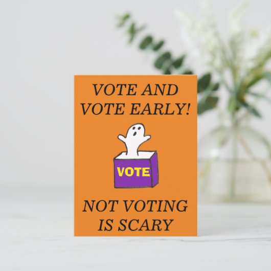 STEMMING VROEG Briefkaart Ghost Niet stemmen is en (Staand voorkant)