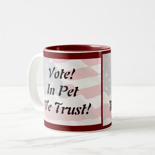 Stemming: we vertrouwen erop tweekleurige koffiemok (Voorkant links)