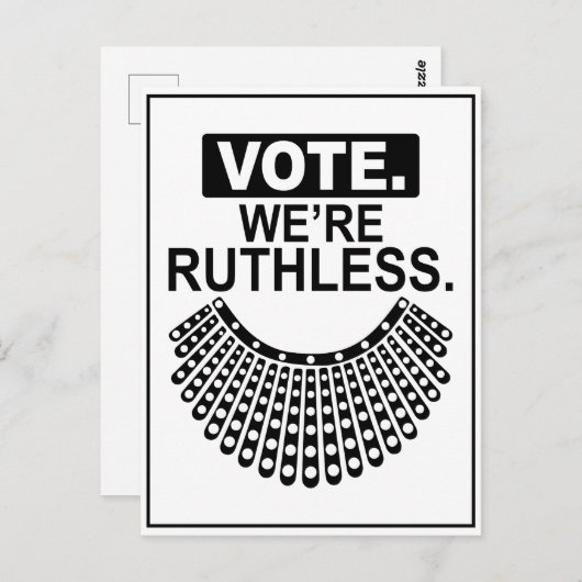 Stemming We zijn meedogenloze RBG Dissent Collar V Briefkaart (Voorkant / Achterkant)