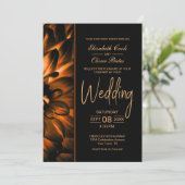 Stemming Zwart Gouden Bloem Bruiloft Kaart (Staand voorkant)