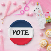 "Stemming" zwarte letters, rode blauwe witte parti Papieren Bordje (Feest)