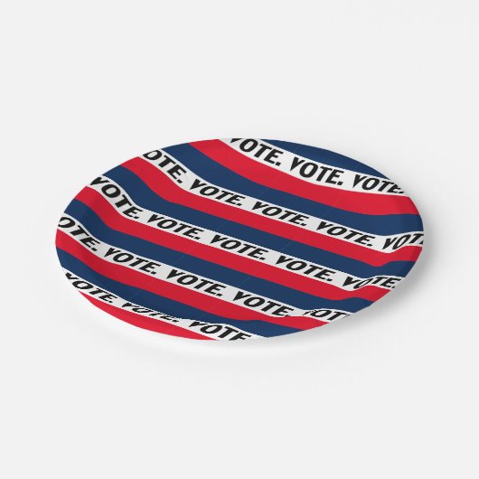 "Stemming" zwarte letters, rode blauwe witte parti Papieren Bordje (Gekanteld)