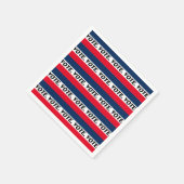 "Stemming" zwarte letters, rood blauw witboek Servet (Hoek)