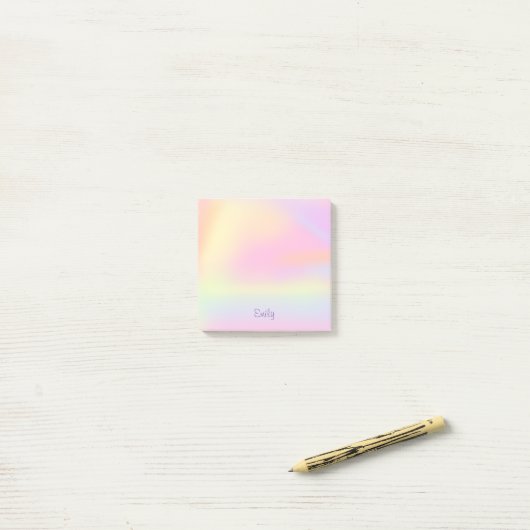 Stempel astel esthetisch roze regenboog, 3x3 gekle post-it® notes (Op bureau)