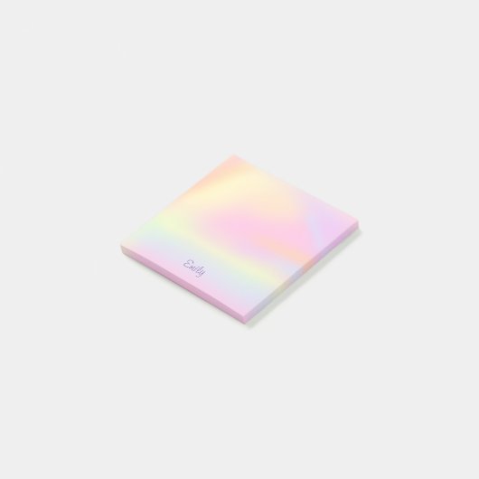 Stempel astel esthetisch roze regenboog, 3x3 gekle post-it® notes (Schuin)