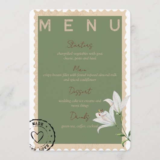 stempel Bruiloft Menu (Voorkant)