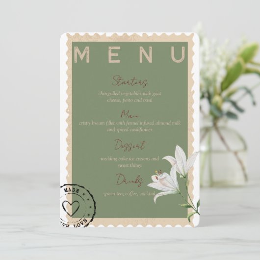 stempel Bruiloft Menu (Staand voorkant)