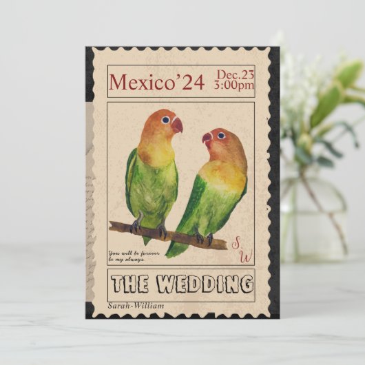 stempel bruiloft uitnodiging (Staand voorkant)