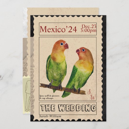  stempel bruiloft uitnodiging (Voorkant / Achterkant)