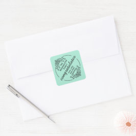 Stempel Cirkel - JOUW TEKST & IDEE - BLOEMEN 9 Vierkante Sticker