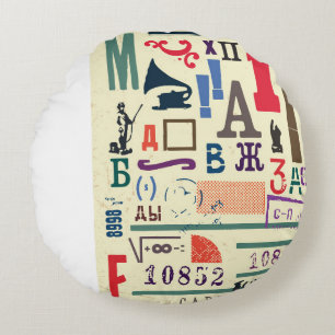  stempel: documentdecor rond kussen