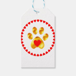 Stempel en elegante goudpaw cadeaulabel