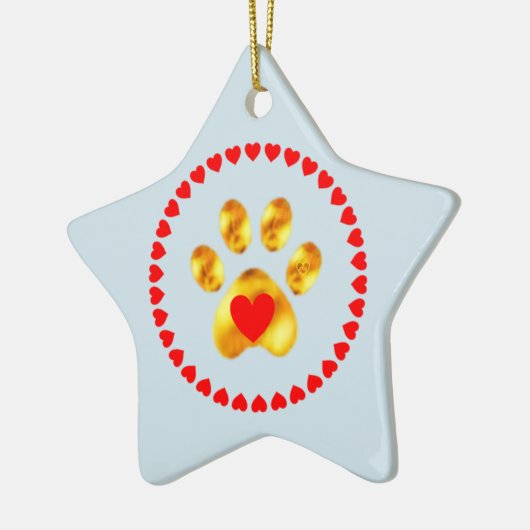 Stempel en elegante goudpaw keramisch ornament (Links)