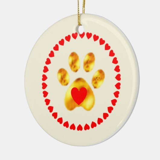 Stempel en elegante goudpaw keramisch ornament (Links)