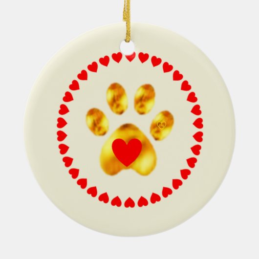 Stempel en elegante goudpaw keramisch ornament (Achterkant)