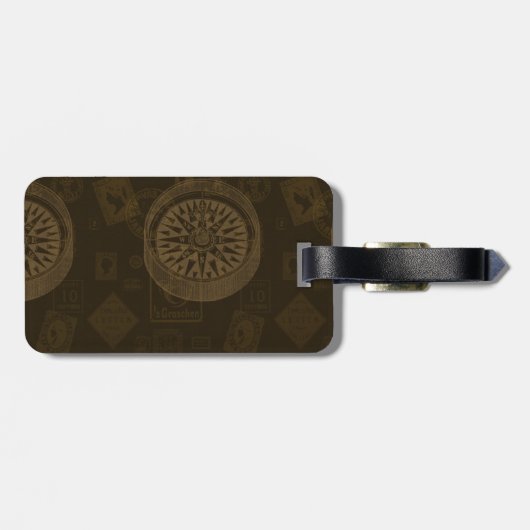  stempel en kompas Bagagelabel - Donker (Achterkant horizontaal)