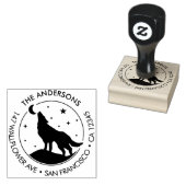 Stempel Hout Kunst Met Eigen Familienaam Wolf Maan (Gestempeld)